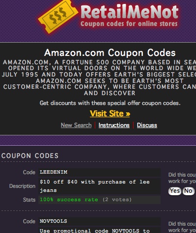 Screenshot of website